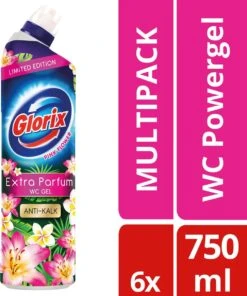Glorix WC Powergel Toiletreiniger Pink Flower - 6 X 750 Ml - Voordeelverpakking -Schoonmaakmiddelen Korting 1003x1200 1