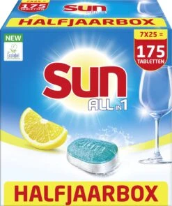 SUN® Sun All-in-1 Normaal Vaatwastabletten - 7 X 25 Tabletten - Voordeelverpakking -Schoonmaakmiddelen Korting 1006x1200 1