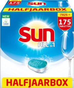 SUN® Sun All-in-1 Normaal Vaatwastabletten - 7 X 25 Tabletten - Voordeelverpakking -Schoonmaakmiddelen Korting 1006x1200 2
