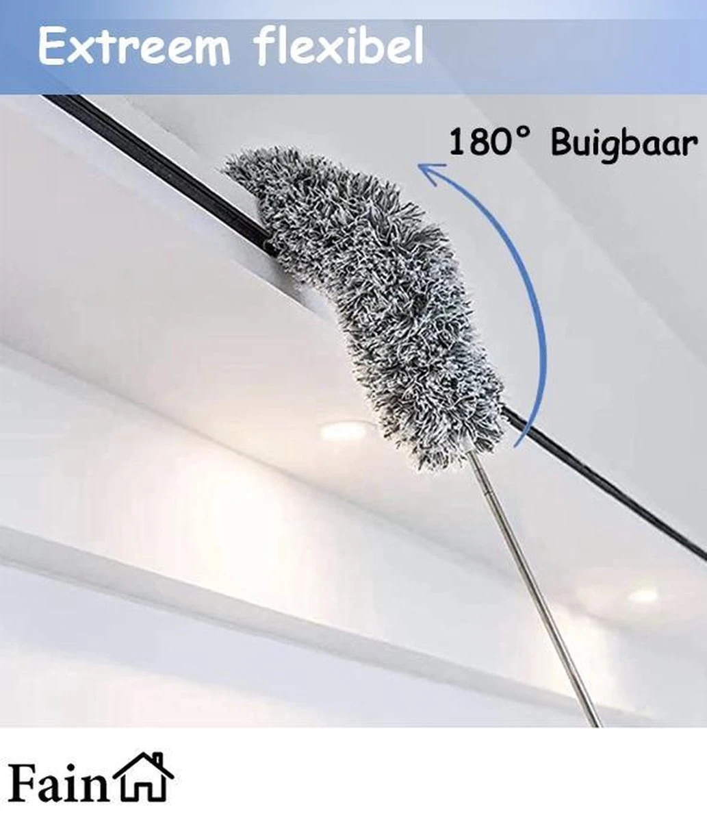 Fain® Plumeau Met Telescoopsteel – Grijs – 80 Tot 280 Cm - Uitschuifbaar – Wasbaar - Flexibel 360° Draaibaar – Duster - Microvezel Ragebol 12 Fain® Plumeau Met Telescoopsteel – Grijs – 80 Tot 280 Cm - Uitschuifbaar – Wasbaar - Flexibel 360° Draaibaar – Duster - Microvezel Ragebol - Afbeelding 12