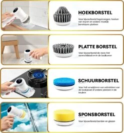 MostEssential Premium Elektrische Schoonmaakborstel 2023 Model – Elektrische Schrobber - Schrobborstel - Poetsmachine – Voor Badkamer Of Keuken - Inclusief 4 Borstelkoppen -Schoonmaakmiddelen Korting 1117x1200 3