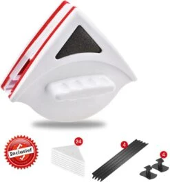 Merkloos Magnetische Raamwisser - Ruitenreiniger - Inclusief 24 Sponsjes + 4 Wissers + 4 Buttons -Schoonmaakmiddelen Korting 1124x1200