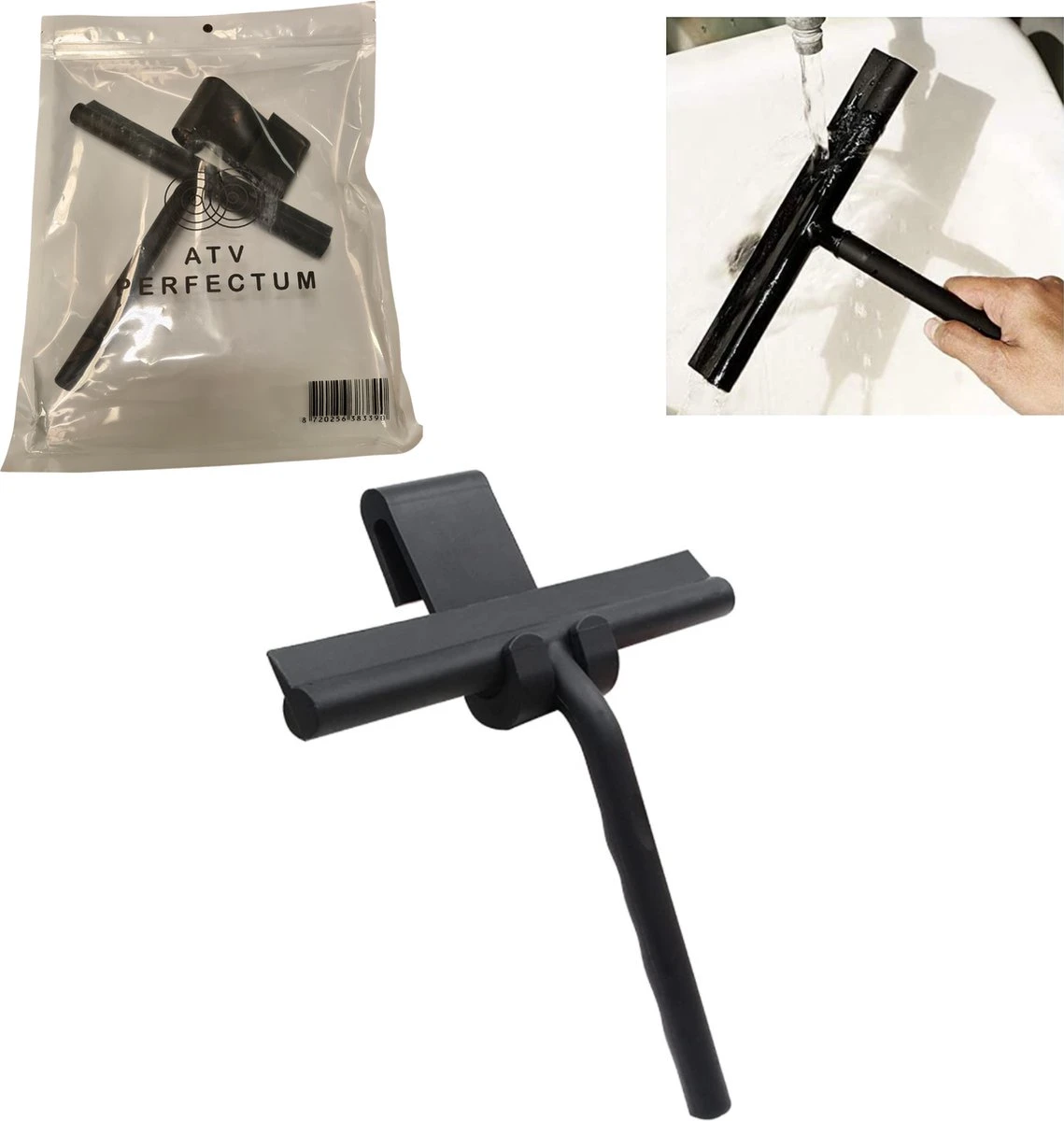 ATV PERFECTUM Douchewisser Zwart Met Ophangsysteem - Raamwisser- Trekker Douche - Silicone - 21cm X 16cm - Badkamer Accessoires - Douchewisser 9 ATV PERFECTUM Douchewisser Zwart Met Ophangsysteem - Raamwisser- Trekker Douche - Silicone - 21cm X 16cm - Badkamer Accessoires - Douchewisser - Afbeelding 9