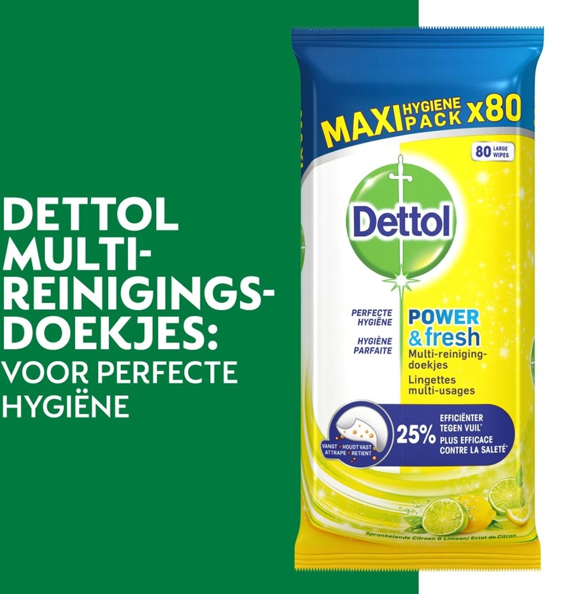 Dettol - 320 Schoonmaakdoekjes Power & Fresh - Citrus 2x80 - Oceanfris 2x80 3 Dettol - 320 Schoonmaakdoekjes Power & Fresh - Citrus 2x80 - Oceanfris 2x80 - Afbeelding 3