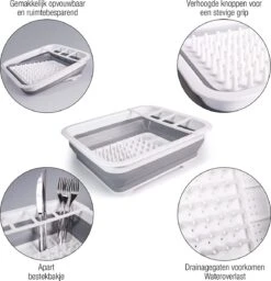 Amazy Afdruiprek Opvouwbaar & Bpa-vrij - Afdruiprek Voor Het Drogen Van Bestek, Borden, Glazen & Flessen - Afdruipmat In Grijs-wit Van Kunststof & Silicone Voor Gootsteen, Spoelbakken, Keuken -Schoonmaakmiddelen Korting 1160x1200 2