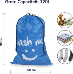 Wonair - Waszakken Voor Wasgoed - 60x90cm - Hemelsblauw - Met Trekkoord -Schoonmaakmiddelen Korting 1178x1200