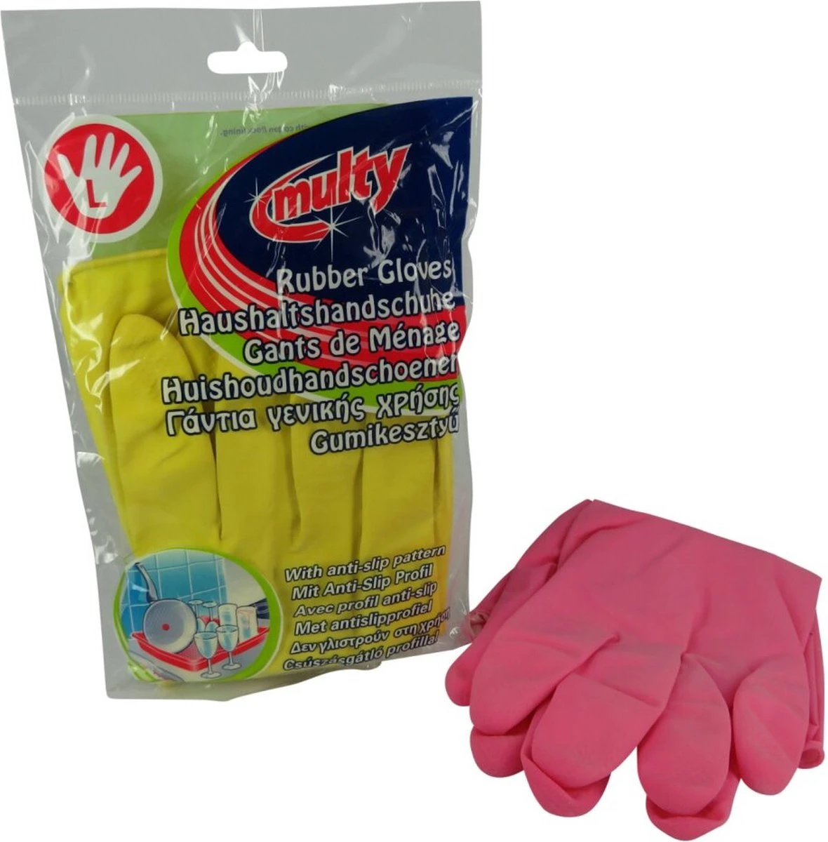 Multy Luxe Huishoudhandschoenen Maat L - Natuurlatex Met Kantoenen Vlokvoering - Anti Slip - Rubberen Handschoenen - Waterdicht - Natuurlijk Latex - Maat L 4 Multy Luxe Huishoudhandschoenen Maat L - Natuurlatex Met Kantoenen Vlokvoering - Anti Slip - Rubberen Handschoenen - Waterdicht - Natuurlijk Latex - Maat L - Afbeelding 4