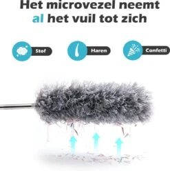 JUST23 Plumeau Uitschuifbaar Met Telescoopsteel – 60 Tot 140 Cm – Ragebol – Stoffer – Duster – Grijs – Incl. Microfiber Doek -Schoonmaakmiddelen Korting 1194x1200 8