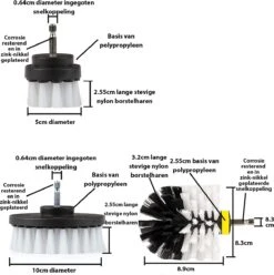 Kibani 3 Delige Borstelset Voor Boormachine - Wit - Voor Wielen, Tapijt En Bekleding - Schrobborstel – Boorborstel – Schuurborstel - Borstel Boormachine – Schoonmaakborstel – Reinigingsborstel – Tapijtreiniger - Borstelset -Schoonmaakmiddelen Korting 1197x1200 7