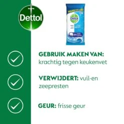 Dettol - Power & Fresh - Schoonmaakdoekjes - Oceaanfris - 4 X 80 Doekjes -Schoonmaakmiddelen Korting 1199x1200 4