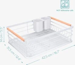 Navaris Afdruiprek Met Uitneembare Bestekhouder - Afwasrek Met Losse Lekbak - Vaatwasrek Met Plateau - Voor Bestek, Borden, Schalen En Pannen -Schoonmaakmiddelen Korting 1200x1040