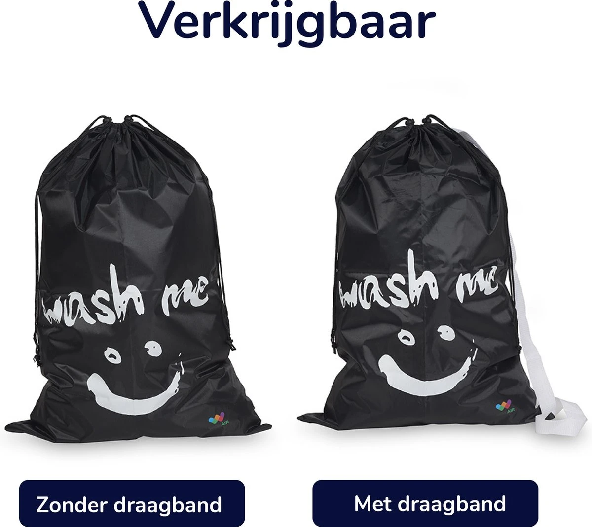 Wonair - Waszak Groot - 60x90cm - Zwart - Met Trekkoord En Draagband 6 Wonair - Waszak Groot - 60x90cm - Zwart - Met Trekkoord En Draagband - Afbeelding 6