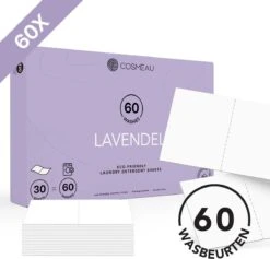Cosmeau Wasstrips 60 Wasbeurten Lavendel Wasmiddel Wasvellen Wasdoekjes Detergent Sheets Eco Laundry Strips - Biologisch Cosmo Cosmea Kosmo