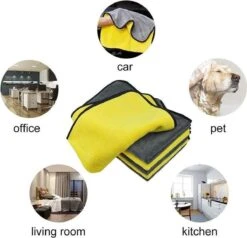 Merkloos Microvezel Droogdoek-Auto Droogdoek-Auto Droogdoek Microvezeldoek-auto Poetsen-poetsdoek- Reinigingsdoekjes- Duurzaam – 30x30 Cm - Geel/grijs -Schoonmaakmiddelen Korting 1200x1154 2