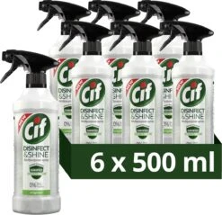 Nieuwe Producten 9 Cif Disinfect & Shine Original Desinfectie Spray - 6 X 500 Ml - Voordeelverpakking