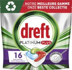 Dreft Platinum Plus All In One Machine Clean - Vaatwastabletten - 5 X 16 Tabletten -Schoonmaakmiddelen Korting 1200x1160 4