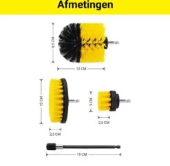 Merkloos 4-delige Borstelset Voor Boormachine - Inclusief Verlengstuk - Opzetborstels - Schrobborstel - Schuurborstel - Schoonmaakborstel - Tapijtreiniger - Brush - Geel - Gratis Verzending -Schoonmaakmiddelen Korting 1200x1170 3