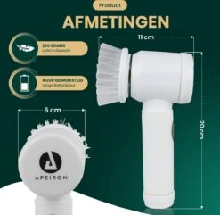 Apeiron Elektrische Schoonmaakborstel - Poetsmachine - Poliermachine - Schrobborstel - Handborstel - Werkborstel - Schrobber - Boorborstel - Wasborstel - Schoonmaakmiddelen - Reinigingsborstel - 3 Opzetstukken -Schoonmaakmiddelen Korting 1200x1170 4