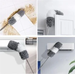 Vannons - Plumeau - Ragebol - Plumeau Uitschuifbaar Tot 245 Cm - Met Telescoopsteel - Wasbaar Microvezel - Grijs Wit -Schoonmaakmiddelen Korting 1200x1171 3