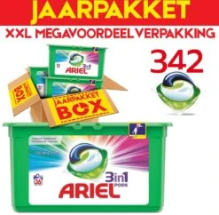 Ariel Colour & Style 3in1 Pods - Jaarbox 342 Wasbeurten - Wasmiddel Capsules - Jaar Megavoordeelverpakking | 342 Wasbeurten Color | Voor Alle Soorten Was -Schoonmaakmiddelen Korting 1200x1175 1
