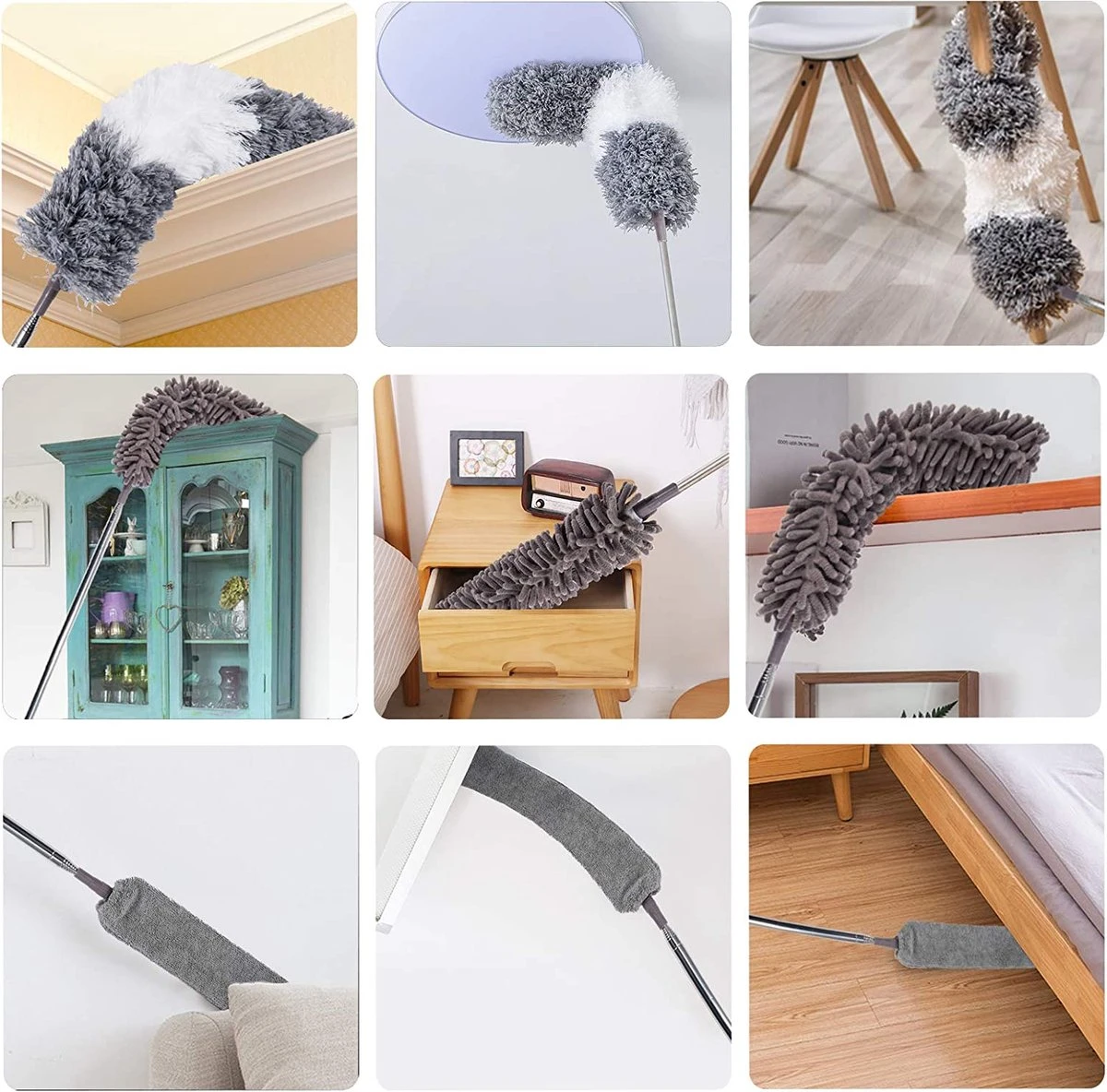 ForDig 7-Delige Plumeau Set - Duster Met Telescoopsteel Uitschuifbaar Tot 250 Cm - Inclusief Ragebol / Voegenborstel / Microvezel Doek / Chenille Borstel - Wasbaar - 360 Graden Draaibaar 4 ForDig 7-Delige Plumeau Set - Duster Met Telescoopsteel Uitschuifbaar Tot 250 Cm - Inclusief Ragebol / Voegenborstel / Microvezel Doek / Chenille Borstel - Wasbaar - 360 Graden Draaibaar - Afbeelding 4