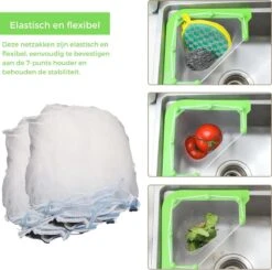 Merkloos Gootsteen Organizer - Gootsteen Afval Netje - Gootsteenontstopper - Spoelbak - Incl. 50 Netjes -Schoonmaakmiddelen Korting 1200x1191 3