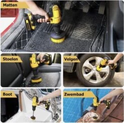 Merkloos 4-delige Borstelset Voor Boormachine - Inclusief Verlengstuk - Opzetborstels - Schrobborstel - Schuurborstel - Schoonmaakborstel - Tapijtreiniger - Brush - Geel - Gratis Verzending -Schoonmaakmiddelen Korting 1200x1195 8