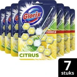 Glorix Power 5 Toiletblokken - Citroen - 7 X 2 Stuks - Voordeelverpakking -Schoonmaakmiddelen Korting 1200x1198 58