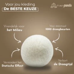 Merkloos Droger Ballen XL 8 Stuks – Zero Waste Dryer Balls - Duurzaam – Wasverzachter – Herbruikbare Drogerballen – Droogt De Was Sneller – Tiny Panda -Schoonmaakmiddelen Korting 1200x1199 17