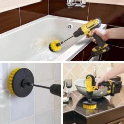 Merkloos 4-delige Borstelset Voor Boormachine - Inclusief Verlengstuk - Opzetborstels - Schrobborstel - Schuurborstel - Schoonmaakborstel - Tapijtreiniger - Brush - Geel - Gratis Verzending -Schoonmaakmiddelen Korting 1200x1199 23