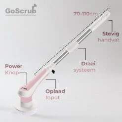 GoScrub® Elektrische Schoonmaakborstel – Elektrische Schrobber - Schrobborstel – Voor Badkamer Of Keuken – Schrobber Met Steel – Luiwagen – Polijstmachine - Roze -Schoonmaakmiddelen Korting 1200x1200 1035