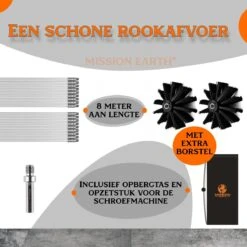 Schoorsteenveegset - 8 Meter - 2 Borstelkoppen - Professioneel - Schoorsteen Borstel - Veegkit - Haardset Voor Houtkachel - Flexibel - Schoorsteenveger - Pelletkachel Accessoires - Schoorsteen Reiniger - Geschikt Voor Boormachines -Schoonmaakmiddelen Korting 1200x1200 1045