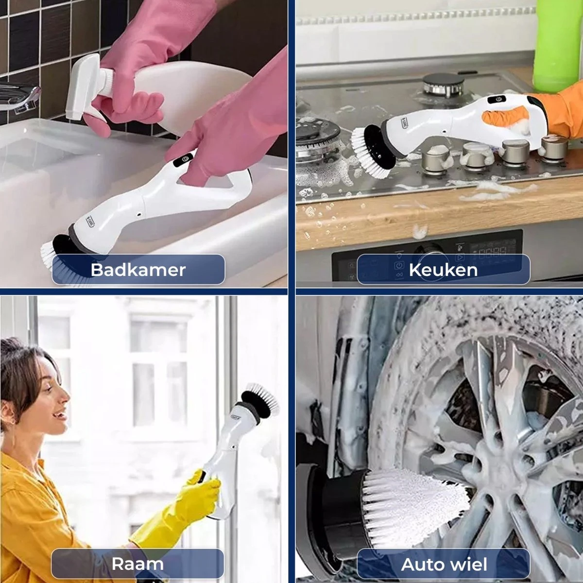 B-care Elektrische Schoonmaakborstel - 4 Opzetstukken - Wasborstel - Poetsmachine - Schrobborstel - Handborstel - Werkborstel - Schrobber - Boorborstel - Schoonmaakmiddelen - Reinigingsborstel 2 B-care Elektrische Schoonmaakborstel - 4 Opzetstukken - Wasborstel - Poetsmachine - Schrobborstel - Handborstel - Werkborstel - Schrobber - Boorborstel - Schoonmaakmiddelen - Reinigingsborstel - Afbeelding 2