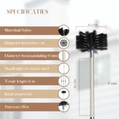 Waay Lifestyle Schoorsteenveegset - Schoorsteenborstel 6 Meter - Schoorsteenreiniger - Schrobborstels - Schoorsteenveger - Flexibele Steel - Geschikt Voor Boormachine - Wit -Schoonmaakmiddelen Korting 1200x1200 1078