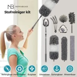 NovaBeau Plumeau Met Telescoopsteel – Microvezel Ragebol Uitschuifbaar - 9-delig Duster Set Met Voegenborstel – RVS Stoffer – Grijs Chenille Borstel – Wasbaar En Draaibaar -Schoonmaakmiddelen Korting 1200x1200 1159