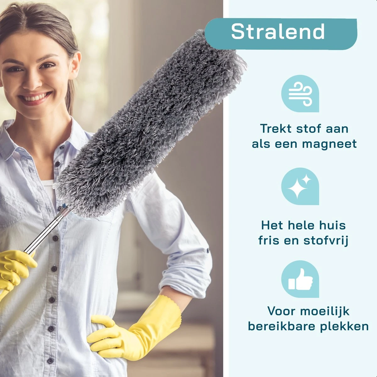 ForDig 7-Delige Plumeau Set - Duster Met Telescoopsteel Uitschuifbaar Tot 250 Cm - Inclusief Ragebol / Voegenborstel / Microvezel Doek / Chenille Borstel - Wasbaar - 360 Graden Draaibaar 3 ForDig 7-Delige Plumeau Set - Duster Met Telescoopsteel Uitschuifbaar Tot 250 Cm - Inclusief Ragebol / Voegenborstel / Microvezel Doek / Chenille Borstel - Wasbaar - 360 Graden Draaibaar - Afbeelding 3