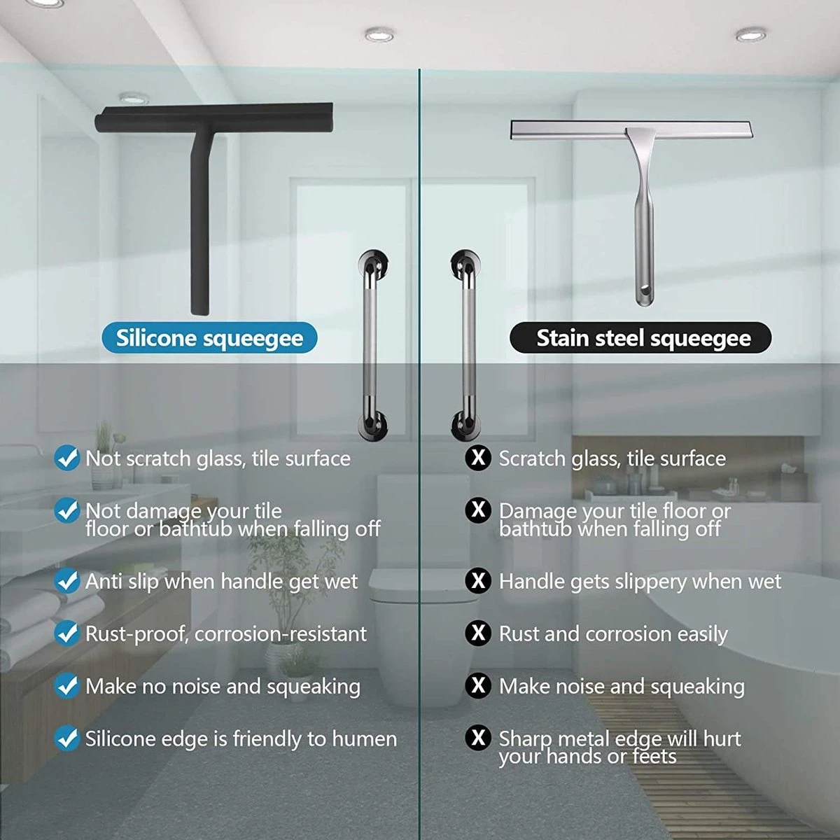 ATV PERFECTUM Douchewisser Zwart Met Ophangsysteem - Raamwisser- Trekker Douche - Silicone - 21cm X 16cm - Badkamer Accessoires - Douchewisser 5 ATV PERFECTUM Douchewisser Zwart Met Ophangsysteem - Raamwisser- Trekker Douche - Silicone - 21cm X 16cm - Badkamer Accessoires - Douchewisser - Afbeelding 5