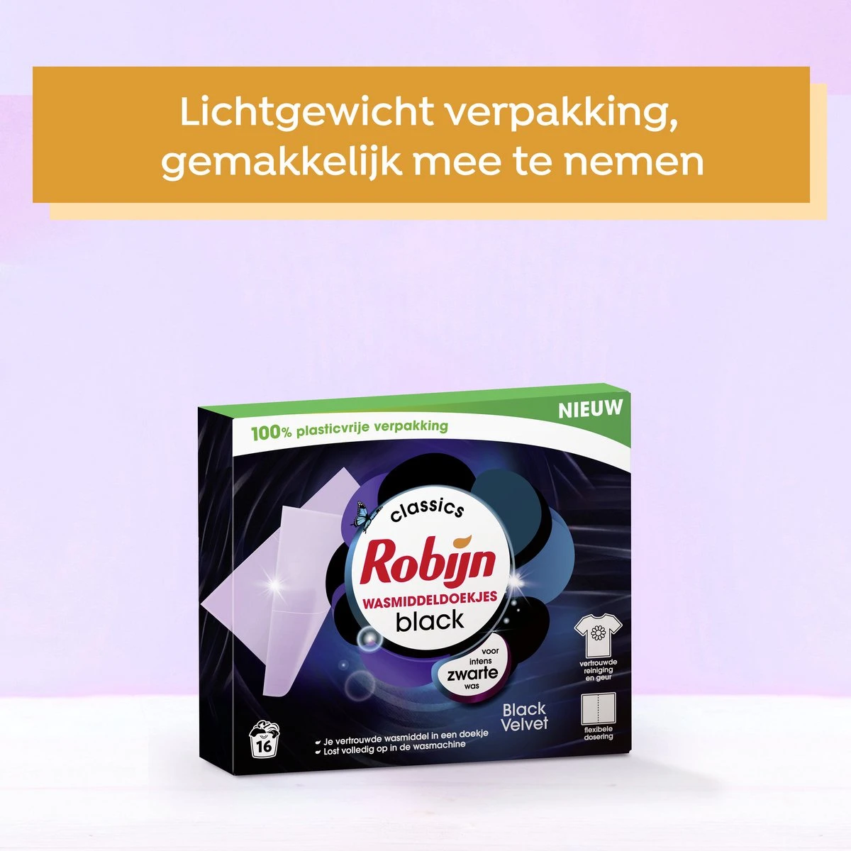 Robijn Classics Black Velvet Wasmiddeldoekjes - 4 X 16 Wasstrips - Voordeelverpakking 4 Robijn Classics Black Velvet Wasmiddeldoekjes - 4 X 16 Wasstrips - Voordeelverpakking - Afbeelding 4