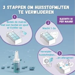 Exaller Anti Huisstofmijt Spray 150ml - 100% Natuurlijk Huismijt Bestrijder - Klinisch Getest - Behandeling En Preventie Van Huisstofmijtallergie -Schoonmaakmiddelen Korting 1200x1200 1591