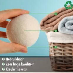 Merkloos Drogerballen Wol XL 6 Stuks - Duurzaam - Wasverzachter - Drogerbollen - Wasdrogerballen - Wasbollen -Schoonmaakmiddelen Korting 1200x1200 492