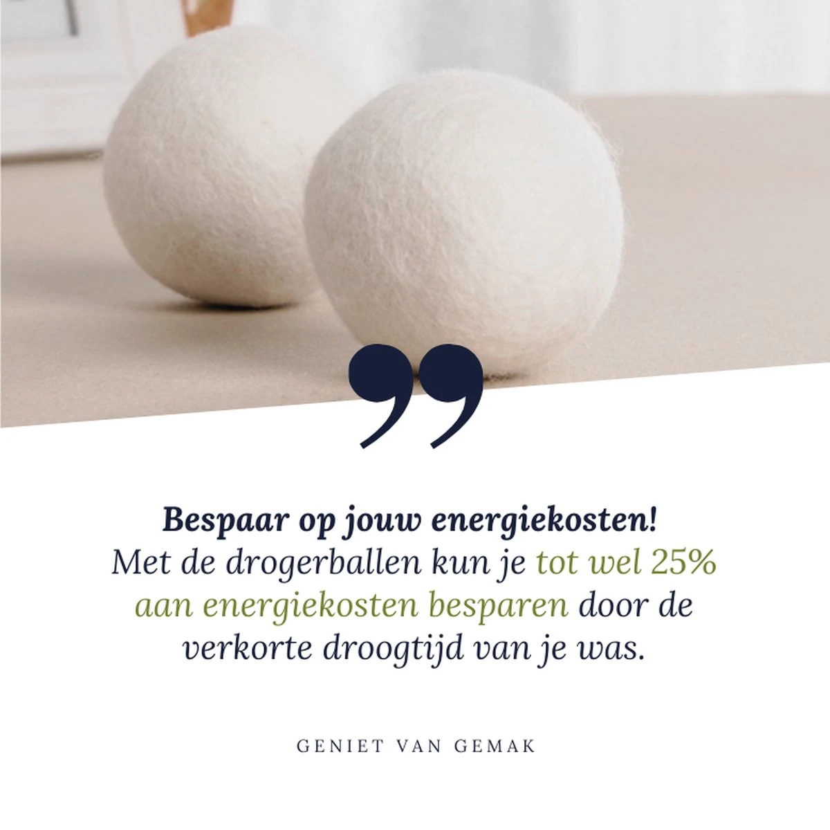 Geniet Van Gemak® | Herbruikbare Wollen Drogerballen | Wasbollen | Schaapswol | Duurzame En Energiebesparende Wasballen | 6 XL Drogerballen 3 Geniet Van Gemak® | Herbruikbare Wollen Drogerballen | Wasbollen | Schaapswol | Duurzame En Energiebesparende Wasballen | 6 XL Drogerballen - Afbeelding 3