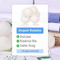 DRYQUICK Drogerballen- Wasbollen- Duurzaam Schapenwol - Herbruikbaar- 6 XL Wasballen Wit 11 DRYQUICK Drogerballen- Wasbollen- Duurzaam Schapenwol - Herbruikbaar- 6 XL Wasballen Wit -Schoonmaakmiddelen Korting 1200x1200 504