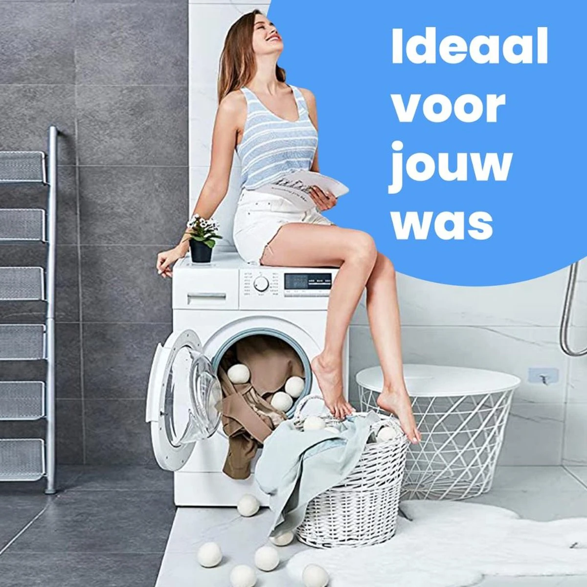 DRYQUICK Drogerballen- Wasbollen- Duurzaam Schapenwol - Herbruikbaar- 6 XL Wasballen Wit 7 DRYQUICK Drogerballen- Wasbollen- Duurzaam Schapenwol - Herbruikbaar- 6 XL Wasballen Wit - Afbeelding 7