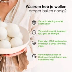 Drogerballen - Droogballen Voor Wasdrogers - Wasdrogerballen, Wasbollen & Wasballen - 100% Diervriendelijk, Duurzaam & Herbruikbaar - Duurzaam Cadeau - Energie Besparen - RWS Wol & Zero Waste - 6 Stuks Van Zivanto -Schoonmaakmiddelen Korting 1200x1200 574