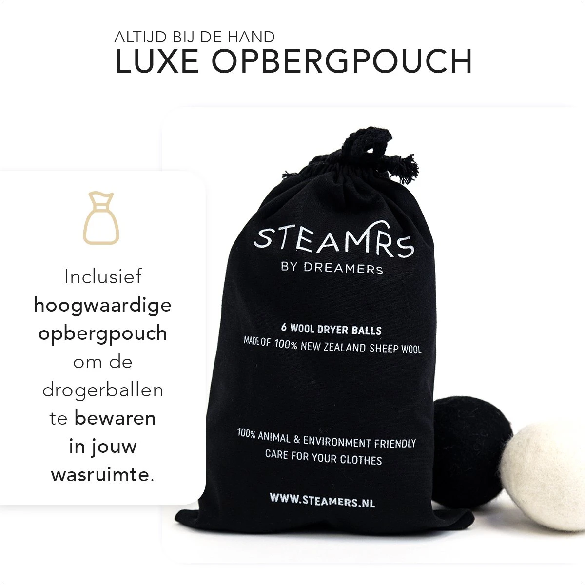 STEAMRS - 6x Wasdrogerballen - 100% Schapenwol - Verkort Droogtijd - Zachtere & Kreukloze Was 2 STEAMRS - 6x Wasdrogerballen - 100% Schapenwol - Verkort Droogtijd - Zachtere & Kreukloze Was - Afbeelding 2