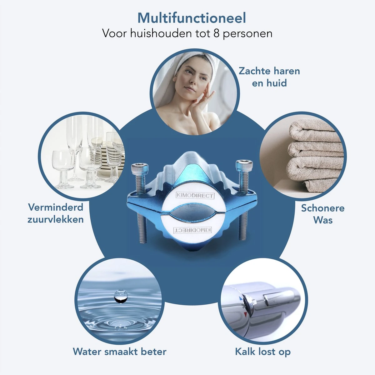 KIMO DIRECT Waterontharder Met 6 Teststrips - Waterontharder - Huishouden Tot 6 Personen - Waterfilter - 7500 Gauss - Blauw 6 KIMO DIRECT Waterontharder Met 6 Teststrips - Waterontharder - Huishouden Tot 6 Personen - Waterfilter - 7500 Gauss - Blauw - Afbeelding 6