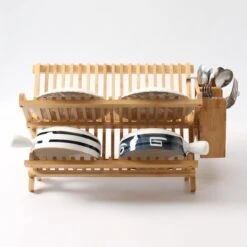 Merkloos Decopatent® Afdruiprek Voor Afwas - Bamboe - Hout - Inklapbaar Afdruiprek - Afwasrekje Inclusief Bestekhouder - Afwas Druiprek -Schoonmaakmiddelen Korting 1200x1200 880