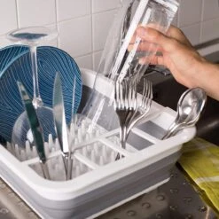 Amazy Afdruiprek Opvouwbaar & Bpa-vrij - Afdruiprek Voor Het Drogen Van Bestek, Borden, Glazen & Flessen - Afdruipmat In Grijs-wit Van Kunststof & Silicone Voor Gootsteen, Spoelbakken, Keuken -Schoonmaakmiddelen Korting 1200x1200 883