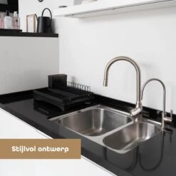 Baulk® - Afdruiprek - Afdruiprek Met Lekbak - Afwas - Droogrek Afwas - RVS - Bestekbak - Modern -Schoonmaakmiddelen Korting 1200x1200 889