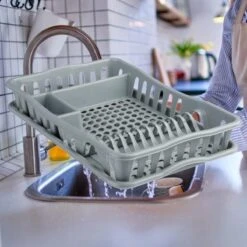 Merkloos Decopatent® Afdruiprek Voor Afwas - Afdruiprekje Met Lekbak - Kunststof Afdruipmat - Afwassen Borden & Bestek - 32.5x49x9 - Grijs -Schoonmaakmiddelen Korting 1200x1200 893